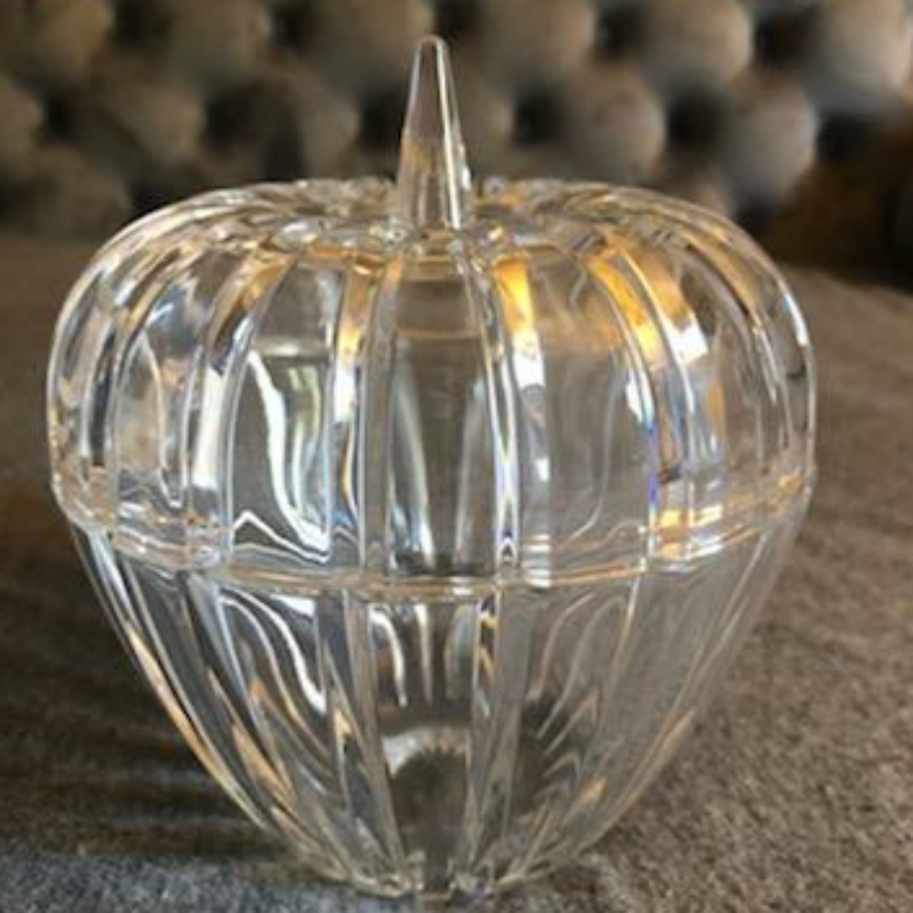 Vintage Crystal Clear Glass Deep Cut Trinket Box Candy Dish Crystal Clear Glass - Picture 12 of 12